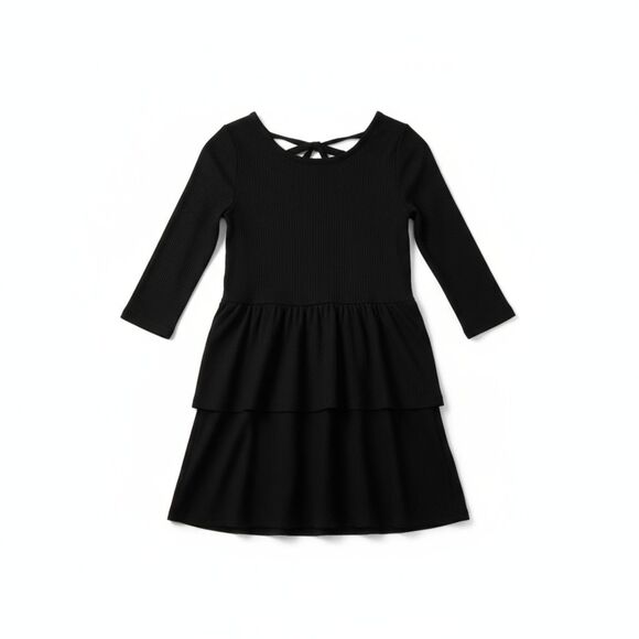 Girls Black Tiered Dress Size 6 NWT by Epic Threads – Long Sleeve Ribbed Knit - Picture 1 of 9